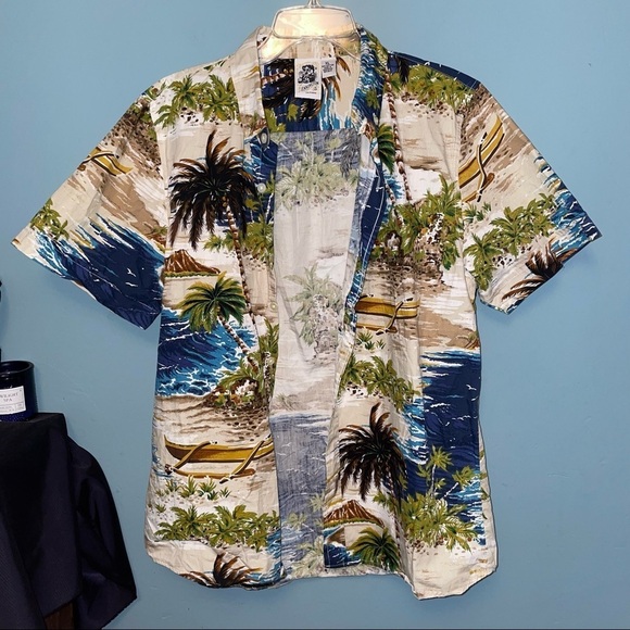 Kennington LTD Island Print Button Down Short Sleeve Slim Fit Size XL - Picture 1 of 7